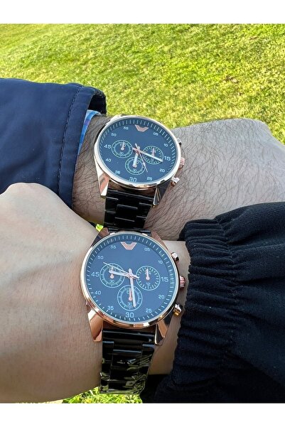 ÇENÇEN Takım Kol Saati Sevgili Çift Saati Siyah Kordon Rose Kasa