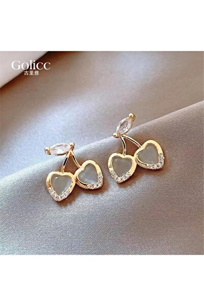 Pelin Aksesuar Sedefli Taşlı Kiraz Küpe