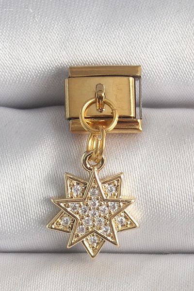 E BULURUM 316L Steel Gold Color Hanging Zircon Stone Star Model Nomination Charm