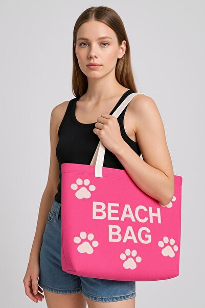 Sebir Moda Τσάντα παραλίας με μοτίβο ποδιών από πλεκτό ύφασμα