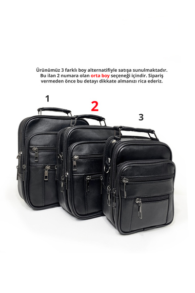 westbag Men's Black Steel Case Genuine Leather Hand and Shoulder Bag Medium Size with Adjustable Strap