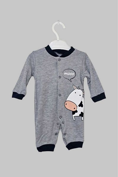 GüneşIşığı Baby Boy Cow Printed Jumpsuit with Cuffs 3 Pieces