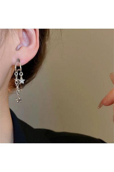 Pelin Aksesuar Silver Stone Star Earrings