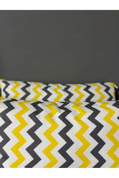 Pamuku Cotton Yellow Zigzag Patterned 2-Pillow Cover{Transparent Package}70% Cotton