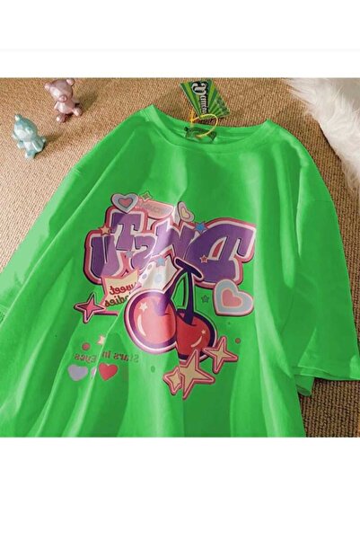 KOZİA OUTDOORS Tricou basic unisex supradimensionat cu imprimeu cireșe malkoçbey