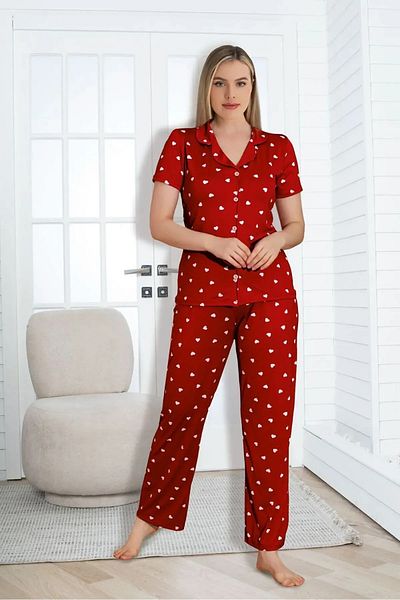 Mj Brand Heart Buttoned Pajama Set