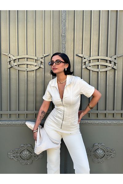 MY LİKA Long Washed Denim Jumpsuit