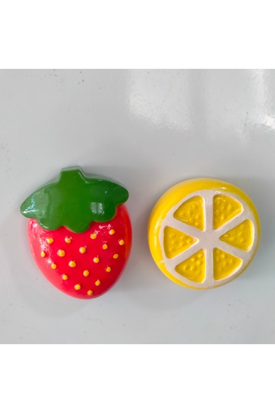 Minihobiev Çilek , limon magnet , buzdolabı süsü , dekoratif aksesuar