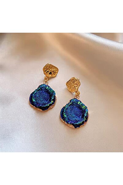 Pelin Aksesuar Lacivert Doğal Taş Görünümlü Küpe