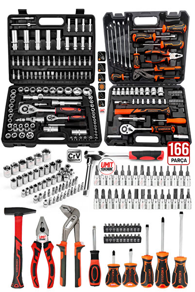 PROXTECH Usta Seri 166 Parça 1/2 1/4 Cırcırlı Lokma Anahtar Takımı Tornavida,...