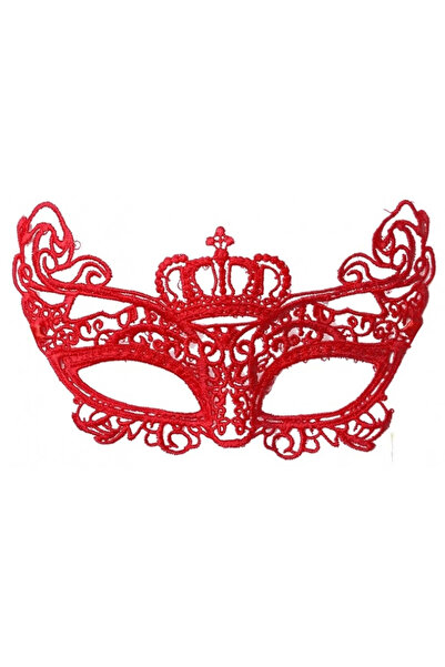 magicool Red Color Lace Mesh Embroidered Party Mask Model 2