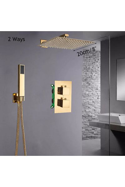 Blackswan Design Shower mixer set, Blackswan, Type M193, shiny gold model, 2-way and thermostat, size 20 cm