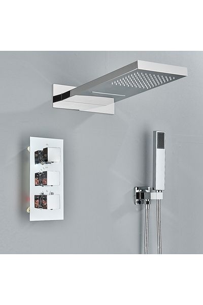Blackswan Design Shower mixer set, Blackswan, Type M197, chrome model, with thermostat and 2-mode shower head, 55 cm