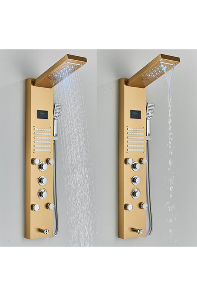 Blackswan Design Panel dus, Blackswan, Tip M8004, model auriu cu pipa, afisaj digital, LED si functii SPA, 121 cm