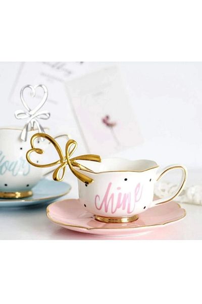 Agbtrend Gold Coffee Spoon with Heart and Bow 1 Piece