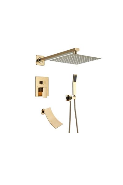 Blackswan Design Shower faucet, Blackswan, Type M219, shiny gold model with waterfall spout, size 30 cm