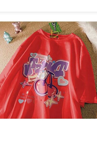 KOZİA OUTDOORS تي شيرت أساسي للجنسين بطبعة الكرز من malkoçbey مقاس كبير