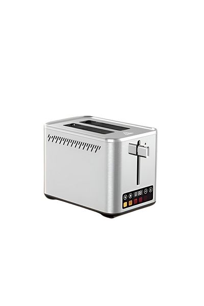Dessini 2 Slice Bread Toaster Digital Display Wide Slots Temp Control Reheat Defrost Cancel Stainless Steel