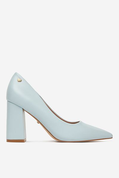 DeeZee Pantofi cu toc de damă cu model block low, albastru, 40