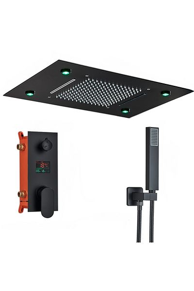 Blackswan Design Shower mixer set, Blackswan, Type M114, SPA model with matte black LED, size 50 cm