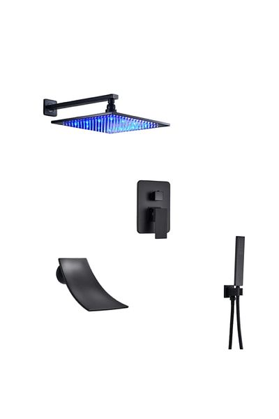 Blackswan Design Shower mixer set, Blackswan, Type M3.7 LED, matt black model, size 40 cm