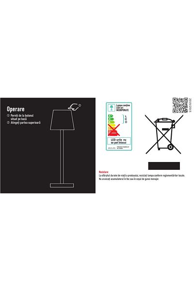 Echo Soul Set 2 lampi de masa touch led incarcabile Echo Soul®️control tactil, Argintiu