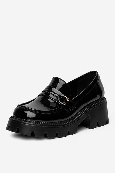 DeeZee Mocasini damă cu talpă joasă, negri, platformă 40