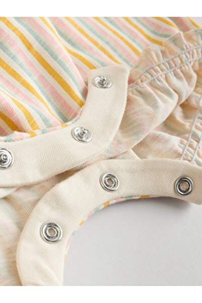 Next Baby 100% Cotton Cream Striped Straps 2-Piece Romper Set