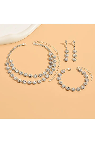 Estilo Lingerie Flower Motif Row Model Zircon Stone Jewelry Set Gift Jewelry Set Bridal Jewelry Engagement Invitation Jewelry