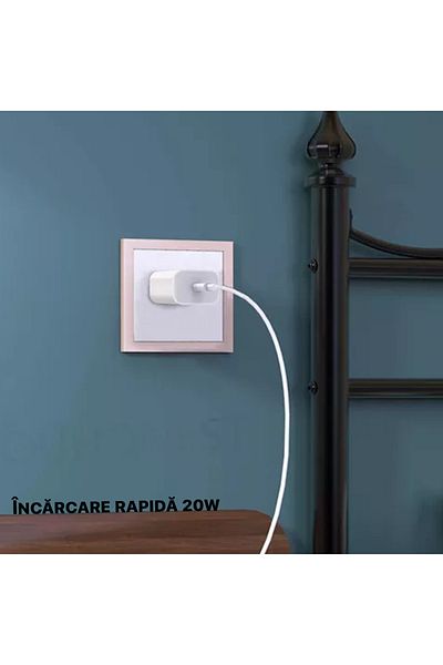 OEM Încărcător pentru orice model de telefon și tabletă, cablu Lightning - USB C și adaptor de 20w