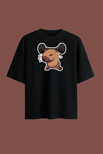 Dupe Design Capybara Gym Baskılı Oversize T-shirt