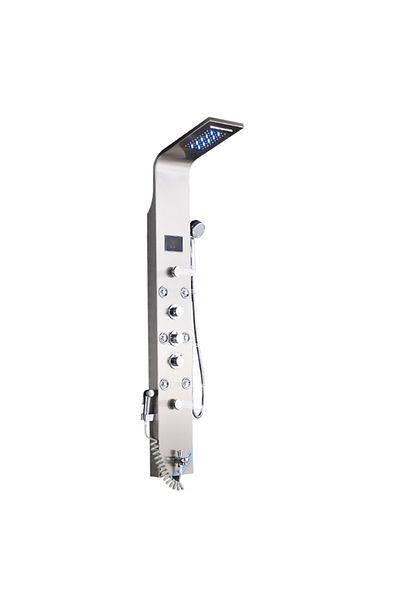 Blackswan Design Shower panel, Blackswan, Type M8009, nickel with spout, digital display, bidet shower, LED, SPA functions, 128 cm