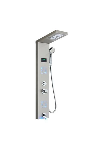 Blackswan Design Panel dus, Blackswan, Tip M9007 model nichel cu LED, afisaj digital, pipa si functii SPA, 114 cm