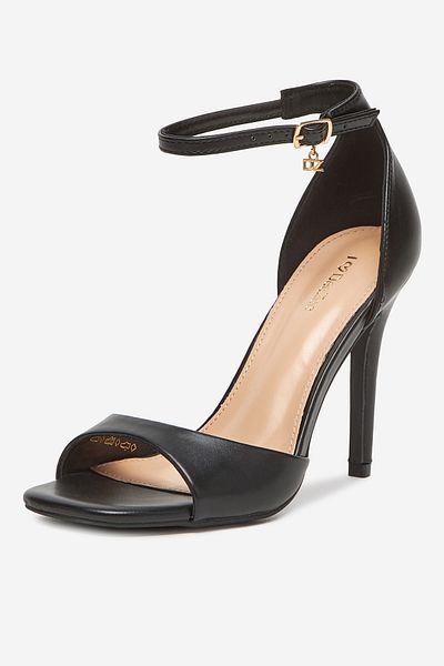 DeeZee Sandale cu toc înalt pentru femei, stiletto, negre, talie înaltă, 36