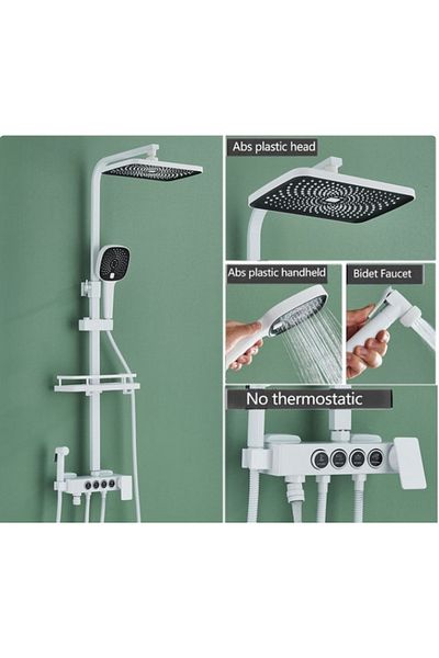 Blackswan Design Shower column, Blackswan, Type M231, white, pressure shower, SPA hand shower and mobile spout, 118 cm