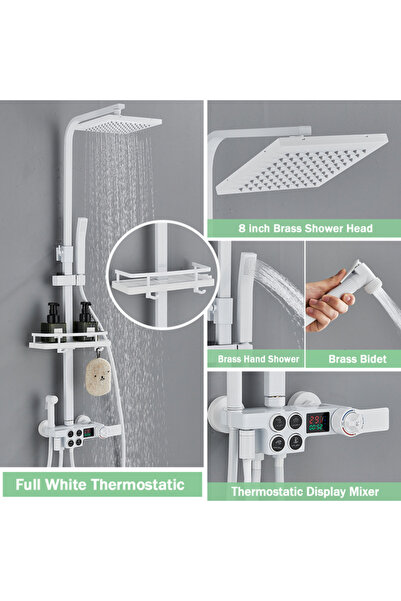Blackswan Design Coloana dus, Blackswan, Tip M139, alb ajustabil, termostat, pipa mobila, afisaj digital, 110 cm