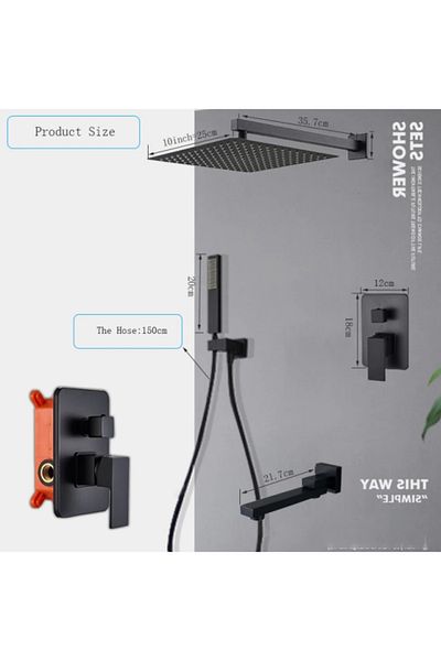 Blackswan Design Shower mixer set, Blackswan, Type M73.42, matt black model, size 25 cm
