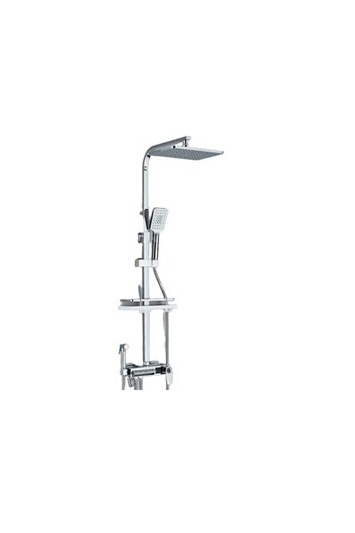 Blackswan Design Shower column, Blackswan, Type M250, chrome, thermostat, LCD display, pressure shower, mobile spout, 30x20cm
