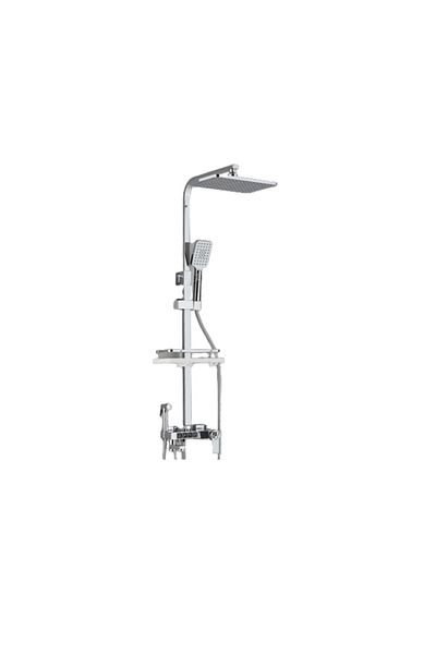 Blackswan Design Shower column, Blackswan, Type M204, chrome model, with thermostat, LCD display, pressure shower, 116 cm