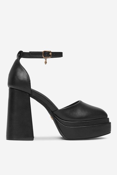DeeZee Pantofi cu toc de damă cu platformă 40, culoare neagră, model block, model block