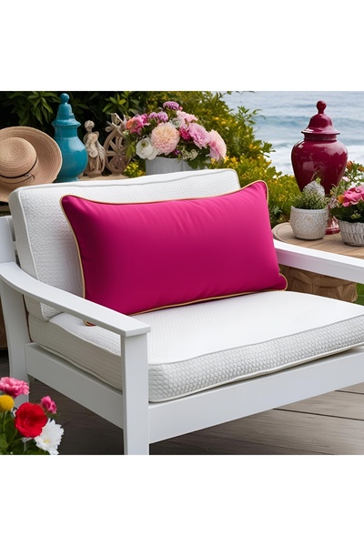 Bc Home Altın Kenar Biyeli Fuşya Dikdörtgen Kırlent Kılıfı Yumuşak Dokulu 1 A...