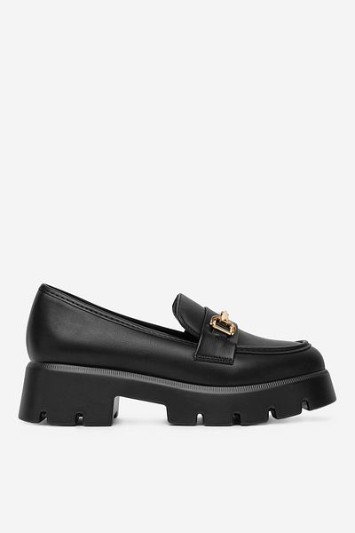 DeeZee Mocasini damă cu talpă groasă și talpă joasă, negri, mărimea 40