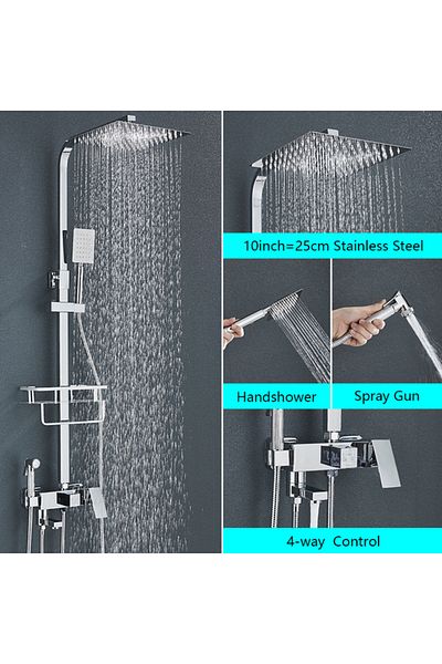 Blackswan Design Shower column, Blackswan, Type M127, adjustable glossy chrome model, movable spout, pressure shower, 25 cm