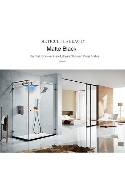 Blackswan Design Shower mixer set, Blackswan, Type M3.7 LED, matt black model, size 40 cm