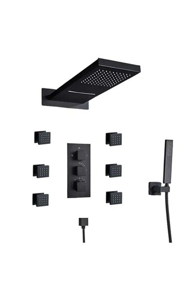Blackswan Design Shower mixer set with massage, Blackswan, Type M73.32, matt black model, size 52 cm