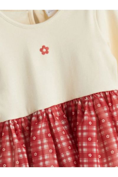 LC Waikiki Lcw Kids Ecru Crew Neck Floral Girl's Camisole Dress