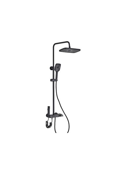 Blackswan Design Coloana dus, Blackswan, Tip M169, negru ajustabil, display LCD, pipa ascunsa,dus presiune, 120 cm