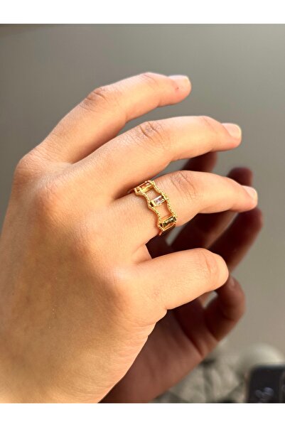 XUPING JEWELRY 18K ayarlamalı taşlı gold çelik yüzük kararmaz paslanmaz