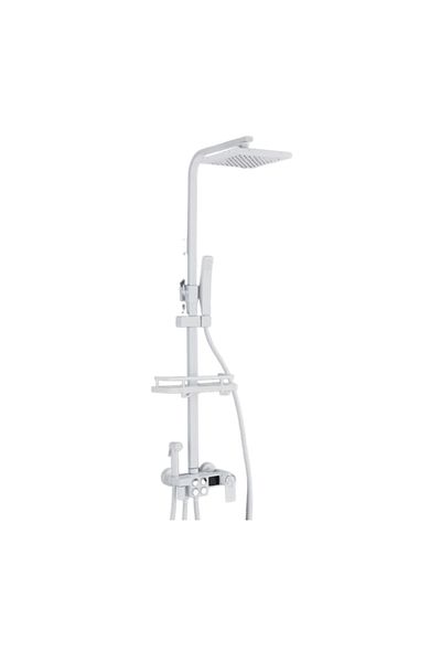 Blackswan Design Shower column, Blackswan, Type M139, white adjustable, thermostat, mobile spout, digital display, 110 cm