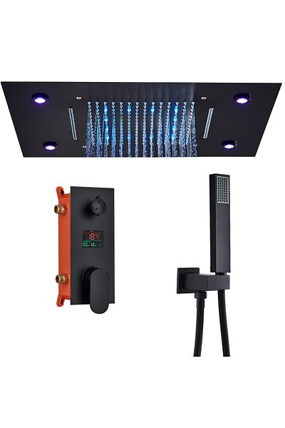 Blackswan Design Shower mixer set, Blackswan, Type M114, SPA model with matte black LED, size 50 cm
